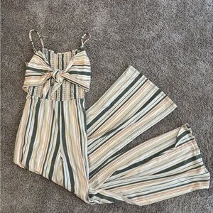 Striped Jumpsuit in Green and Cream